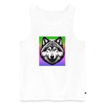 Wolf - Männer Premium Bio Tank Top - Weiß - Vorne - Michal (187cm)
