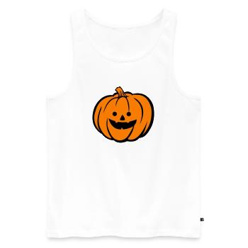 Grusel Kürbis Halloween Motiv - Männer Premium Bio Tank Top - Weiß - Vorne - Michal (187cm)