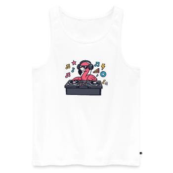 Flamingo DJ im Plattenteller-Style - Männer Premium Bio Tank Top - Weiß - Vorne - Michal (187cm)