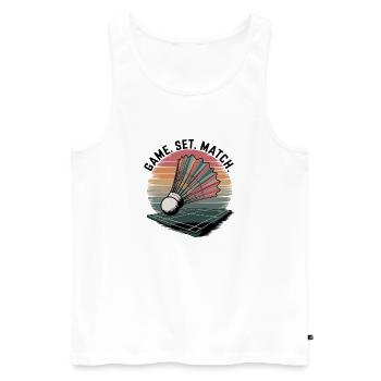 Game Set Match Badminton Retro Style Badminton - Men's Premium Organic Tank Top - white - Front - Michal (187cm)