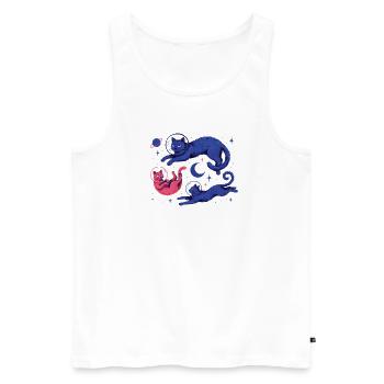 Astronautes Chaton Étoiles Planètes - Débardeur bio Premium Homme - blanc - Devant - Michal (187cm)