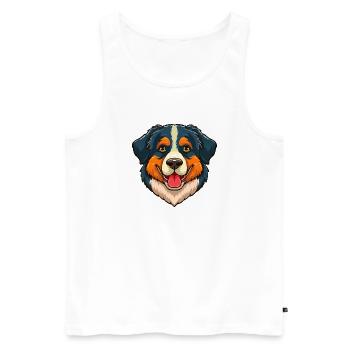Chien de montagne bernois (Portrait comique) - Débardeur bio Premium Homme - blanc - Devant - Michal (187cm)