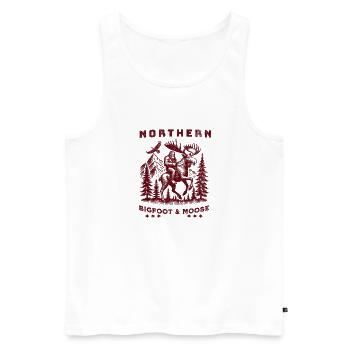Northern Bigfoot & Moose in Pines - Men's Premium Organic Tank Top - white - Front - Michal (187cm)