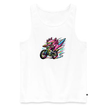 Axolotl néon à vélo - Débardeur bio Premium Homme - blanc - Devant - Michal (187cm)
