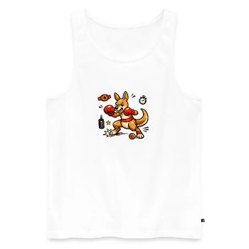 Kangaroo Boxing Match Cartoon: Power Punch - Men's Premium Organic Tank Top - white - Front - Michal (187cm)