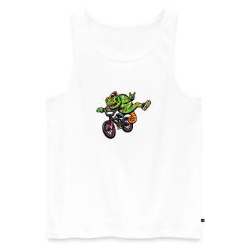 Gecko auf BMX: bunte Fahrt - Männer Premium Bio Tank Top - Weiß - Vorne - AI Model Male 178 light (178cm)