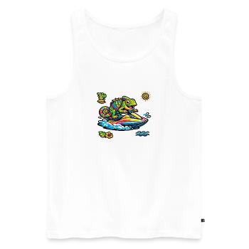 Chama Jet Farbenrausch - Männer Premium Bio Tank Top - Weiß - Vorne - Michal (187cm)