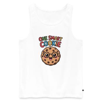 Un Cookie Intelligent - Cookie Intelligent avec des Lunettes - Débardeur bio Premium Homme - blanc - Devant - Michal (187cm)