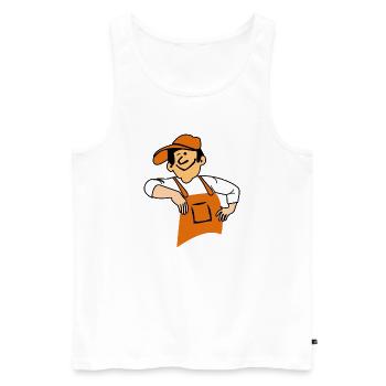 Friendly Handyman Mascot – Cartoon Craftsman Worke - Men's Premium Organic Tank Top - white - Front - AI Model Male 178 light (178cm)