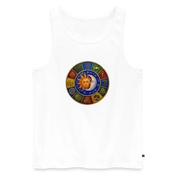 Celestial Pagan Sun Moon and Stars Wheel - Men's Premium Organic Tank Top - white - Front - Michal (187cm)