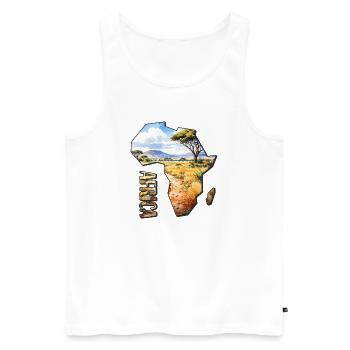 Africa Savannah Contour Map - Men's Premium Organic Tank Top - white - Front - AI Model Male 178 light (178cm)