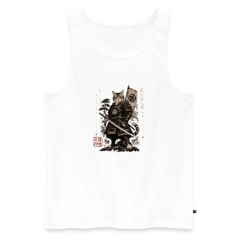 Samurai Katze Krieger Kampfkunst Design - Männer Premium Bio Tank Top - Weiß - Vorne - AI Model Male 178 light (178cm)