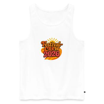 Festival Crew 2026 Retro Sunset - Männer Premium Bio Tank Top - Weiß - Vorne - Michal (187cm)