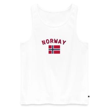 Norway Curved Text with Flag - Men's Premium Organic Tank Top - white - Front - Michal (187cm)