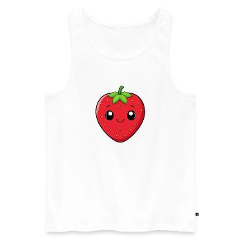 Kawaii Erdbeere Lächeln - Männer Premium Bio Tank Top - Weiß - Vorne - AI Model Male 178 light (178cm)