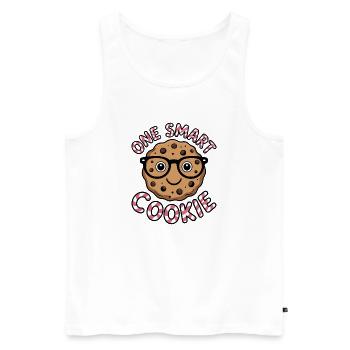 Un Cookie Intelligent - Cookie Intelligent avec des Lunettes - Débardeur bio Premium Homme - blanc - Devant - Michal (187cm)