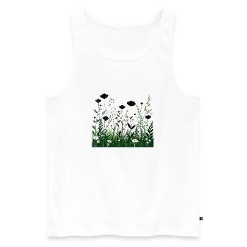 Black Green Wildflowers Silhouettes - Men's Premium Organic Tank Top - white - Front - Michal (187cm)
