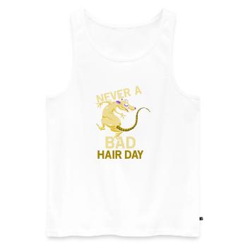 Nie einen „Bad Hair Day“ – haarlose Ratten - Männer Premium Bio Tank Top - Weiß - Vorne - Michal (187cm)