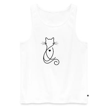 Heart Art Line Minimalistisches Katzen-T-Shirt - Männer Premium Bio Tank Top - Weiß - Vorne - Michal (187cm)