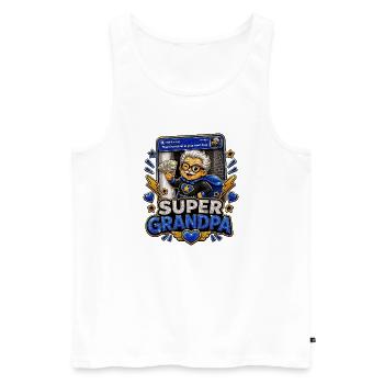Super Grandpa Money On Frontdoor - Superheld Opa - Männer Premium Bio Tank Top - Weiß - Vorne - Michal (187cm)