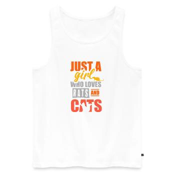 Einfach ein Mädchen, das Ratten und Katzen liebt - Männer Premium Bio Tank Top - Weiß - Vorne - Michal (187cm)