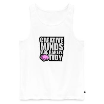 Creative Minds Are Rarely Tidy Funny Creative Logo - Men's Premium Organic Tank Top - white - Front - Michal (187cm)