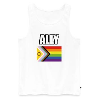Inklusive Pride-Flagge schwuler Verbündeter - Männer Premium Bio Tank Top - Weiß - Vorne - Michal (187cm)