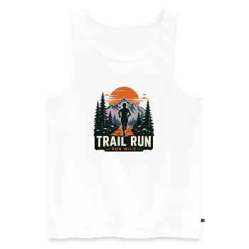 Trail Run – Run Wild - Männer Premium Bio Tank Top - Weiß - Vorne - Michal (187cm)