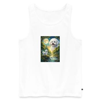 Hurlant à la Lune Mème Chien Bichon Frisé - Débardeur bio Premium Homme - blanc - Devant - Michal (187cm)