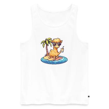 Kamel Sommer Palme - Männer Premium Bio Tank Top - Weiß - Vorne - Michal (187cm)