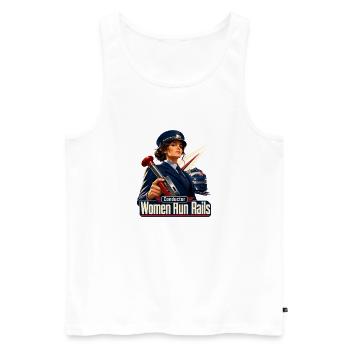 Zugschaffnerinnen Frauen betreiben Schienen Laternen-Ticket-Wortspiel - Männer Premium Bio Tank Top - Weiß - Vorne - Michal (187cm)