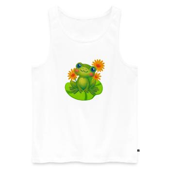 Süßer Frosch zwischen orangen Seerosen - Männer Premium Bio Tank Top - Weiß - Vorne - Michal (187cm)