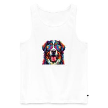 Bernese Mountain Dog Watercolor Berner Art - Men's Premium Organic Tank Top - white - Front - Michal (187cm)