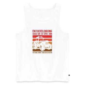 Ich habe einen Traktor gesehen Landwirt Trecker - Männer Premium Bio Tank Top - Weiß - Vorne - Michal (187cm)