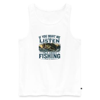 Un pêcheur qui dit de l’humour de pêche Idée cadeau de pêche - Débardeur bio Premium Homme - blanc - Devant - Michal (187cm)