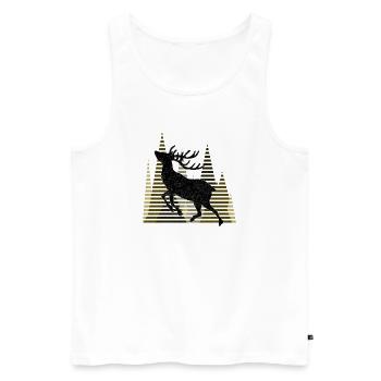 Hirsch - Männer Premium Bio Tank Top - Weiß - Vorne - Michal (187cm)