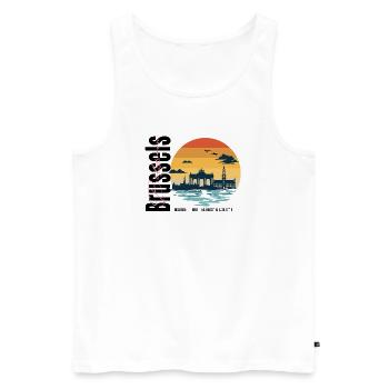 Brussels Vintage Skyline Belgium Sunset - Männer Premium Bio Tank Top - Weiß - Vorne - Michal (187cm)