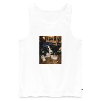 Papa Border Collie Berger Bière assoiffé - Débardeur bio Premium Homme - blanc - Devant - Michal (187cm)