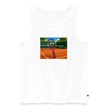 Fröhlicher Tennisschläger - Männer Premium Bio Tank Top - Weiß - Vorne - Michal (187cm)
