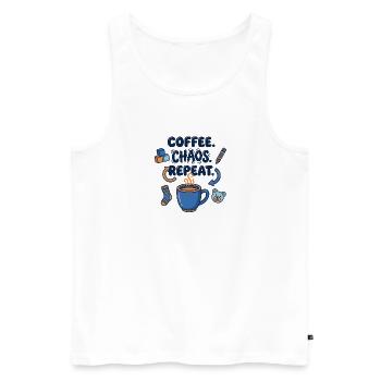 Chaos du café : Répétition - Débardeur bio Premium Homme - blanc - Devant - Michal (187cm)