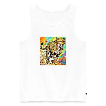 cheetah - Men's Premium Organic Tank Top - white - Front - Michal (187cm)