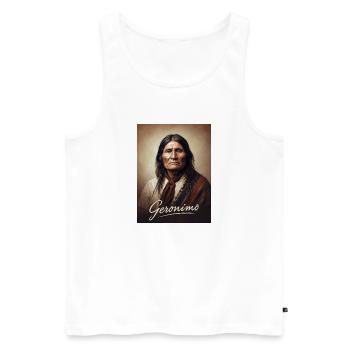 Geronimo Portrait Vintage Western - Débardeur bio Premium Homme - blanc - Devant - Michal (187cm)
