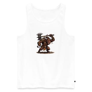Minotaur with an axe - Men's Premium Organic Tank Top - white - Front - Michal (187cm)