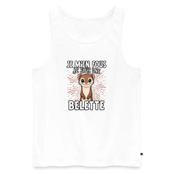 Je m'en fous je suis une Belette - süßer Wiesel - Männer Premium Bio Tank Top - Weiß - Vorne - Michal (187cm)