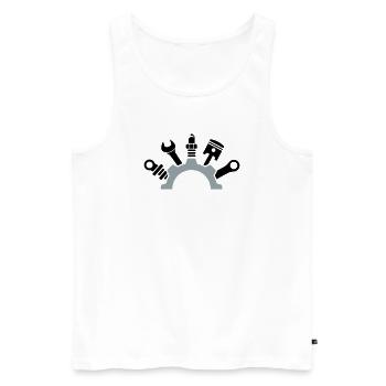 KFZ Mechaniker Werkzeug Logo - Männer Premium Bio Tank Top - Weiß - Vorne - Michal (187cm)