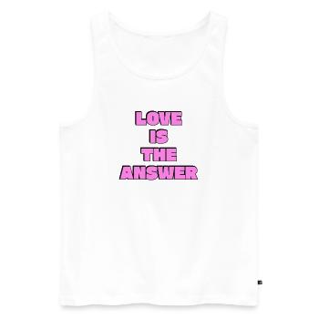 L’amour est la réponse : lettres roses audacieuses - Débardeur bio Premium Homme - blanc - Devant - Michal (187cm)