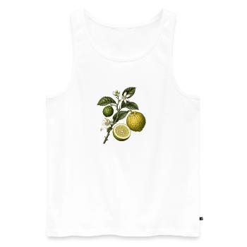 Vintage-botanische Zitrusfrüchte – Citrus bergamia - Männer Premium Bio Tank Top - Weiß - Vorne - Michal (187cm)