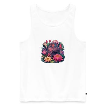 Lotus Hippo dans La Magie des Couleurs - Débardeur bio Premium Homme - blanc - Devant - Michal (187cm)