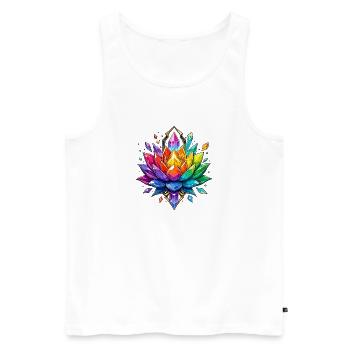Leuchtende Kristall-Lotus - Männer Premium Bio Tank Top - Weiß - Vorne - Michal (187cm)