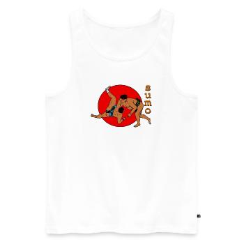 Sumo-Duo im roten Kreis - Männer Premium Bio Tank Top - Weiß - Vorne - Michal (187cm)